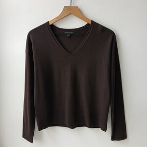 Banana Republic 100% Merino Wool V Neck Sweater Brown Women's Small
